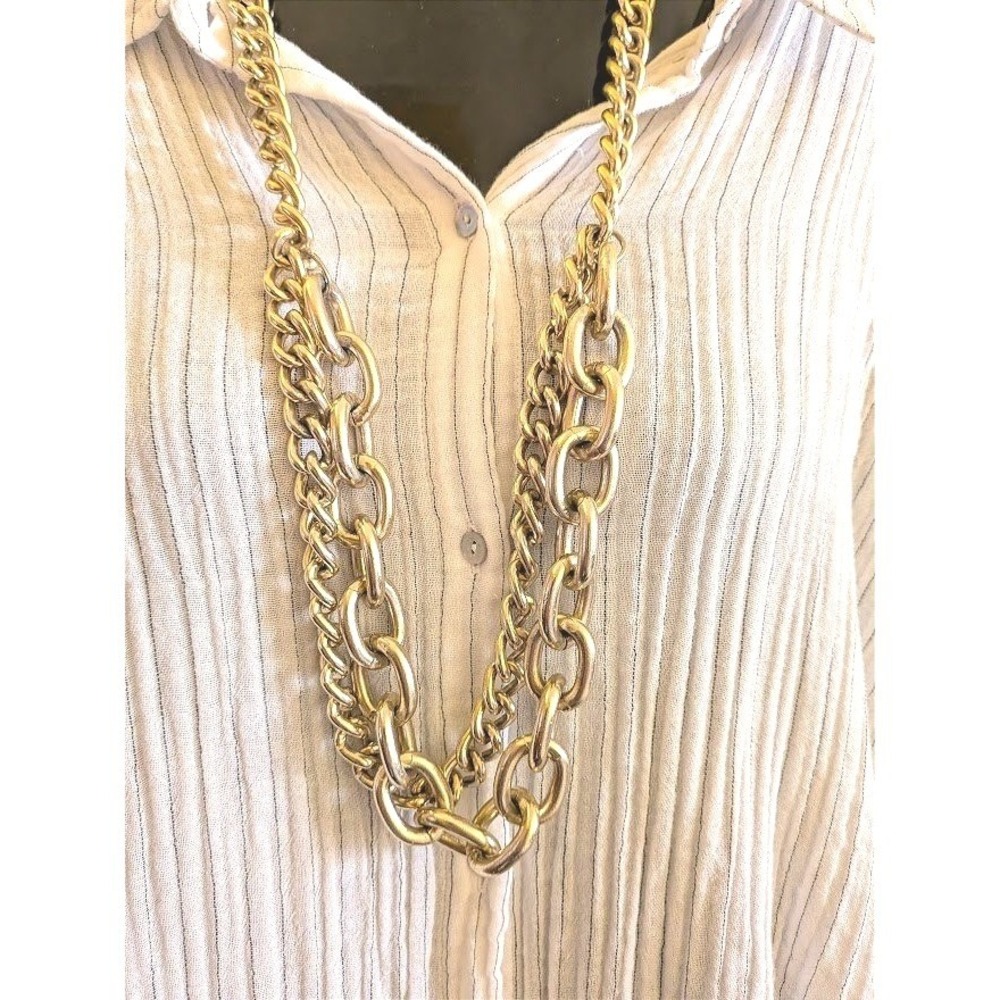 Chunky Curb Chain Necklace Womens Statement 80s Edgy Heavyweight Maximailist